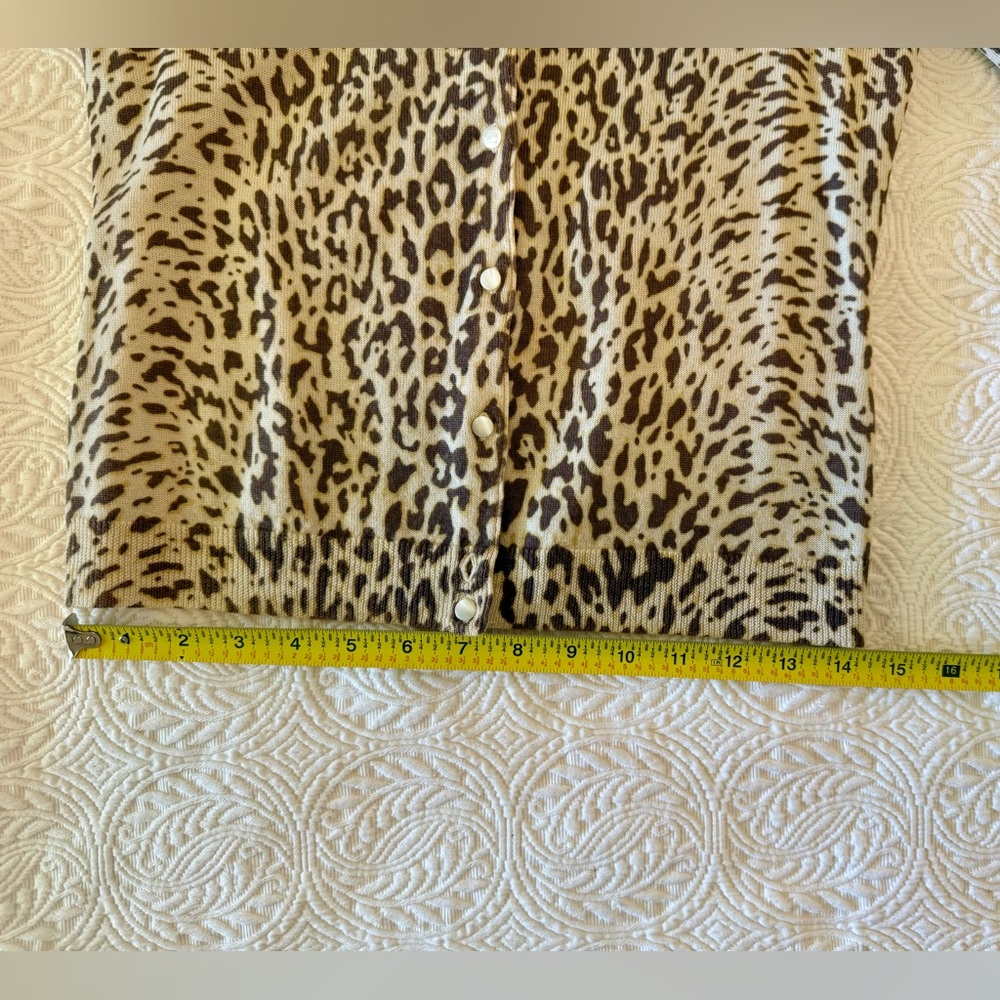 J. Crew Brown and Tan Leopard Print Wool Cardigan - Picture 8 of 9